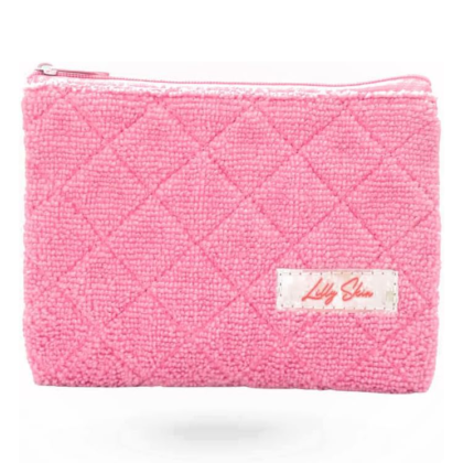 Pochette rose zippée en tissus pour produits cosmétiques